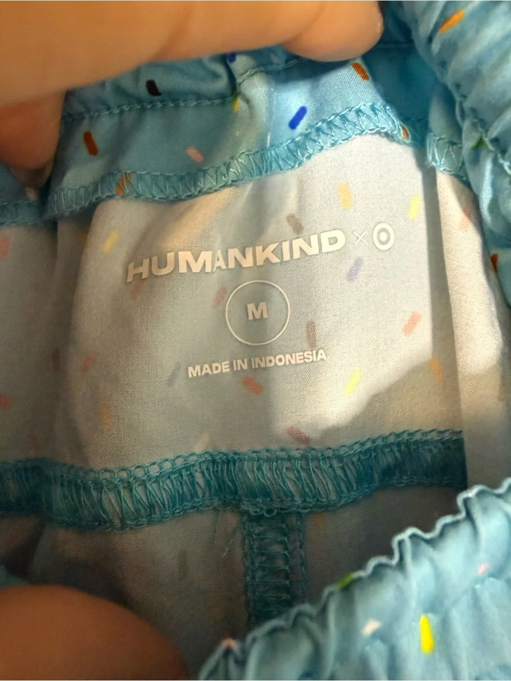 Humankind Light Blue Swim Trunks with Multicolor Speckle